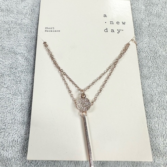 a . new day Jewelry - a . new day Gold Tone Two Strand With Rhinestone Charm Necklace